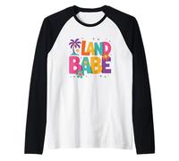 Land Babe Colorful Retro Groovy Design Raglan Baseball Tee
