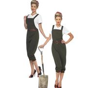 Land Girl Costume Ladies World War 2 Historical Fancy Dress Outfit UK 8-26