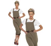 Land Girl Costume Wartime Worker Overalls Ladies Historical Fancy Dress 8-22