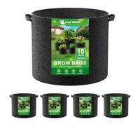 Land Guard 4-Pack Fabric Grow Bags 10 Gallon, Thickened Nonwoven Garden Pots, Growing Bags with Handles, Black