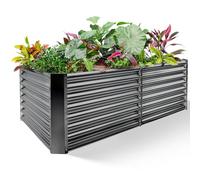 Land Guard 8×4×2 ft Galvanized Raised Garden Bed Kit, Galvanized Planter Raised Garden Boxes Outdoor, Large Metal Raised Garden Beds for Vegetables(Grey)…