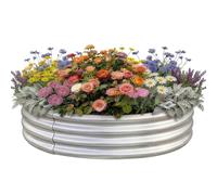 Land Guard Galvanized Raised Garden Bed Kit, Large Metal Round Garden Beds for Vegetables