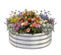 Land Guard Galvanized Round Large Metal Raised Garden Bed Kit - Planter Boxes for Outdoor Vegetables