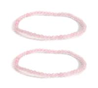 Land Long 2 Pcs/Set 2mm 3mm 4mm Trendy Natural Real Rose Quartz Crystal Crystal Bracelet, Faceted Round Stretch Beaded Bracelets for Women Men, 3 mm, Crystal, Quartz