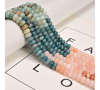 Land Long 76 Pcs 5x8mm Multi-Color Gemstone Bead Smooth Rondelle Stone Beads for Jewelry Making Necklace Crafts Bracelets