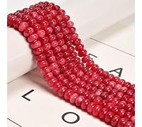 Land Long 80 Pcs 5x8mm Rhodochrosite Red Color Dyed Jade Bead Smooth Rondelle Gemstone Loose Beads for Jewelry Making Bracelets Necklace