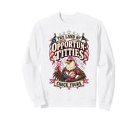 Land Of Opportun-Titties Funny Breast Cancer Awareness Check Sweatshirt