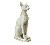 Land of Simple Treasures Egypt Cat Goddess Bastet Statue - Collectible Feline Figurine Paperweight Desk Decor - Resin Sculpture - 5 Inch (Cream White)