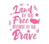 Land of The Because of The Brave 1 4th July America Mural and Wall Vinyl Decal 65.6x77.4cm It Won't Fall Off Pink