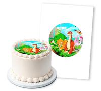Land of the Dinosaurs Green Cartoon, 1 Icing Sheet 5" Round Cake Topper