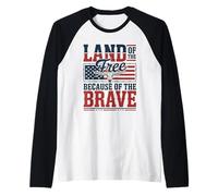 Land of the Free America Patriotic US Flag 4th Of July Raglan Baseball Tee