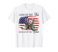 Land of the Free Because of the Brave Military Boots T-Shirt