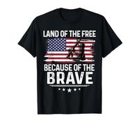 Land of the Free Because of the Brave Tee Military Boots T-Shirt