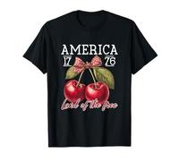 Land Of The Free Cherry 4th of July Independence Day T-Shirt