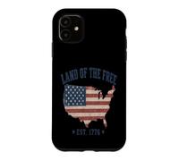 Land of the Free Est 1776 US Flag Map Patriot Case for iPhone 11