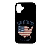Land of the Free Est 1776 US Flag Map Patriot Case for iPhone 16 Plus