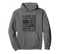 Land Of The Free Home Of The Brave US Flag Military Veteran Pullover Hoodie