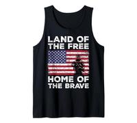 Land of The Free Home of The Brave US Flag Military Veteran Tank Top