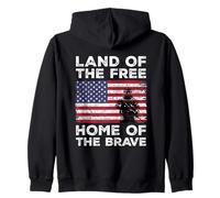 Land Of The Free Home Of The Brave US Flag Military Veteran Zip Hoodie