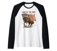Land of the Free Patriotic American Horse Rider Raglan Baseball Tee