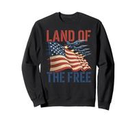 Land of the Free Patriotic Jet American Fighters Flag Sweatshirt