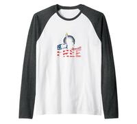 Land of The Free: Patriotic Liberty Statue USA Pride Raglan Baseball Tee, Men, Dark Heather/White, XL