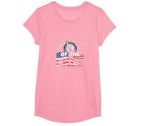Land of The Free: Patriotic Liberty Statue USA Pride T-Shirt, Girls, Pink, Large