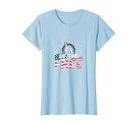 Land of The Free: Patriotic Liberty Statue USA Pride T-Shirt, Women, Baby Blue, 3XL