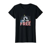 Land of The Free: Patriotic Liberty Statue USA Pride T-Shirt, Women, Black, S