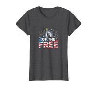 Land of The Free: Patriotic Liberty Statue USA Pride T-Shirt, Women, Dark Heather Grey, XS