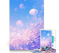 Land of The Jellyfish Jigsaw Puzzles 1000 Pieces for Teenagers Memory Fit Firm Edge Home Play Wall Display (50x75cm)