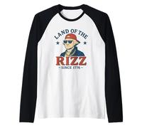 Land of the Rizz - Funny George Washington 4th of July Raglan Baseball Tee