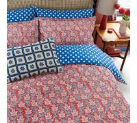 Land & Shore Willa Single Duvet Cover SET, Blue/Red