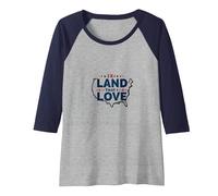 Land That I Love: Patriotic USA Pride for Americans Raglan Baseball Tee, Women, Navy/Athletic Heather, XXL