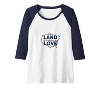 Land That I Love: Patriotic USA Pride for Americans Raglan Baseball Tee, Women, Navy/White, M