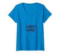 Land That I Love: Patriotic USA Pride for Americans V-Neck T-Shirt, Women, Sapphire, S