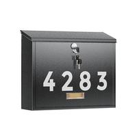 LAND·VOI Locking Wall-Mount Mailbox for Outside, with 4 Keys, Galvanized Steel Rustproof Metal Postbox, 4" Dx13.8 Wx11.2 H, Includes 3 Sets of Mailbox Numbers, Nameplate, Black, AMB33B