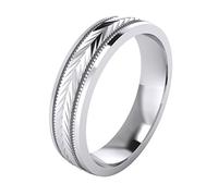 LANDA JEWEL Heavy Sterling Silver 5mm Unisex Wedding Band Milgrain Arrow Patterned Ring Comfort Fit Polished (J)