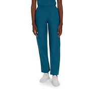 Landau Women's Essentials Relaxed Fit 2-Pocket Elastic Scrub Pants 8327 Medical, Caribbean Blue, Small Petite