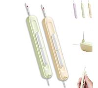 Landepend Needle Threader, 2 in 1 Threading and Thread Removal Tools, Automatic Needle Threader, Stretchable ThreaderPlug-in Needles Threaders for Hand Sewing, Knitting, Cross Stitch (Green+Yellow)
