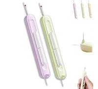 Landepend Needle Threader, 2 in 1 Threading and Thread Removal Tools, Automatic Needle Threader, Stretchable ThreaderPlug-in Needles Threaders for Hand Sewing, Knitting, Cross Stitch (Purple+Green)