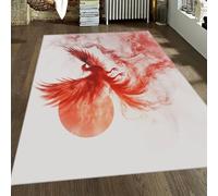 LANDERSION Animal Theme Area Rugs Flying Phoenix Red Sun Modern Art Decor Soft Floor Mat Washable Non Skid Easy Clean Carpet for Bedroom Office 80x150cm
