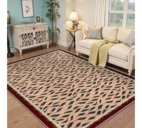 LANDERSION Black Leaf Rugs for Living Room Minimalist Abstract Plant Pattern Design Area Rug Non Slip Washable Decor Bedroom Carpet Floor Mats 80x150cm