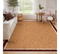 LANDERSION Boho Abstract Area Rugs Minimalist Small Swirl Geometric Pattern Brown Rug Washable Soft Cozy Carpet for Living Room Nursery Playroom 160x230cm