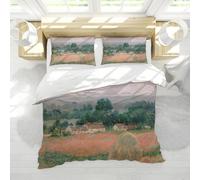 LANDERSION Countryside Nature Aesthetics Scenic Print Duvet Cover Sets Cottage Flower Field Rural Scene 3 Pieces Bedding Set with 2 Pillow Cases Emperor
