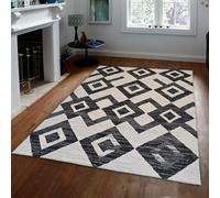 LANDERSION Diamond Geometric Area Rugs for Living Room -Checkered Non Slip Soft Low Pile Modern Neutral Playroom Carpet for Office Dining Room 180x300cm