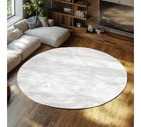 LANDERSION Distressed Marble Round Area Rugs for Living Room Abstract Gray White Circle Carpet Washable Anti-Slip Indoor Outdoor Rug Floor Mat 90cm