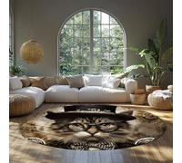 LANDERSION Elegant Animal Portrait Round Rugs Vintage Cat with Glasses and Hat Print Circle Area Rugs for Bedroom Cloakroom Washable Low Pile Carpet 120cm