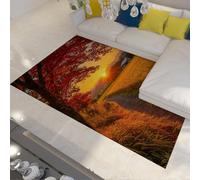 LANDERSION Fall Farmhouse Kitchen Floor Mat Country Field Maple Sunset Nature Scene Area Rug Ultra Soft Low Pile Carpet for Living Room Office 60x120cm