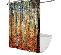 LANDERSION Fall Forest Shower Curtain Forest of Beech Trees by Gustav Klimt Style Shower Curtain Farmhouse Rustic Fabric Bathroom Set with Hooks W100 x L200cm